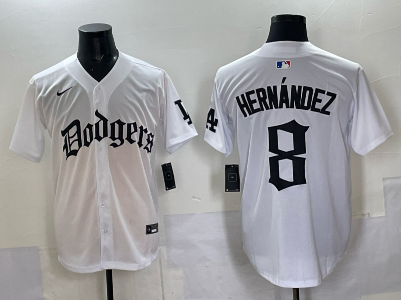 Men Los Angeles Dodgers #8 Hernandez white Nike 2025 MLB jersey 0010